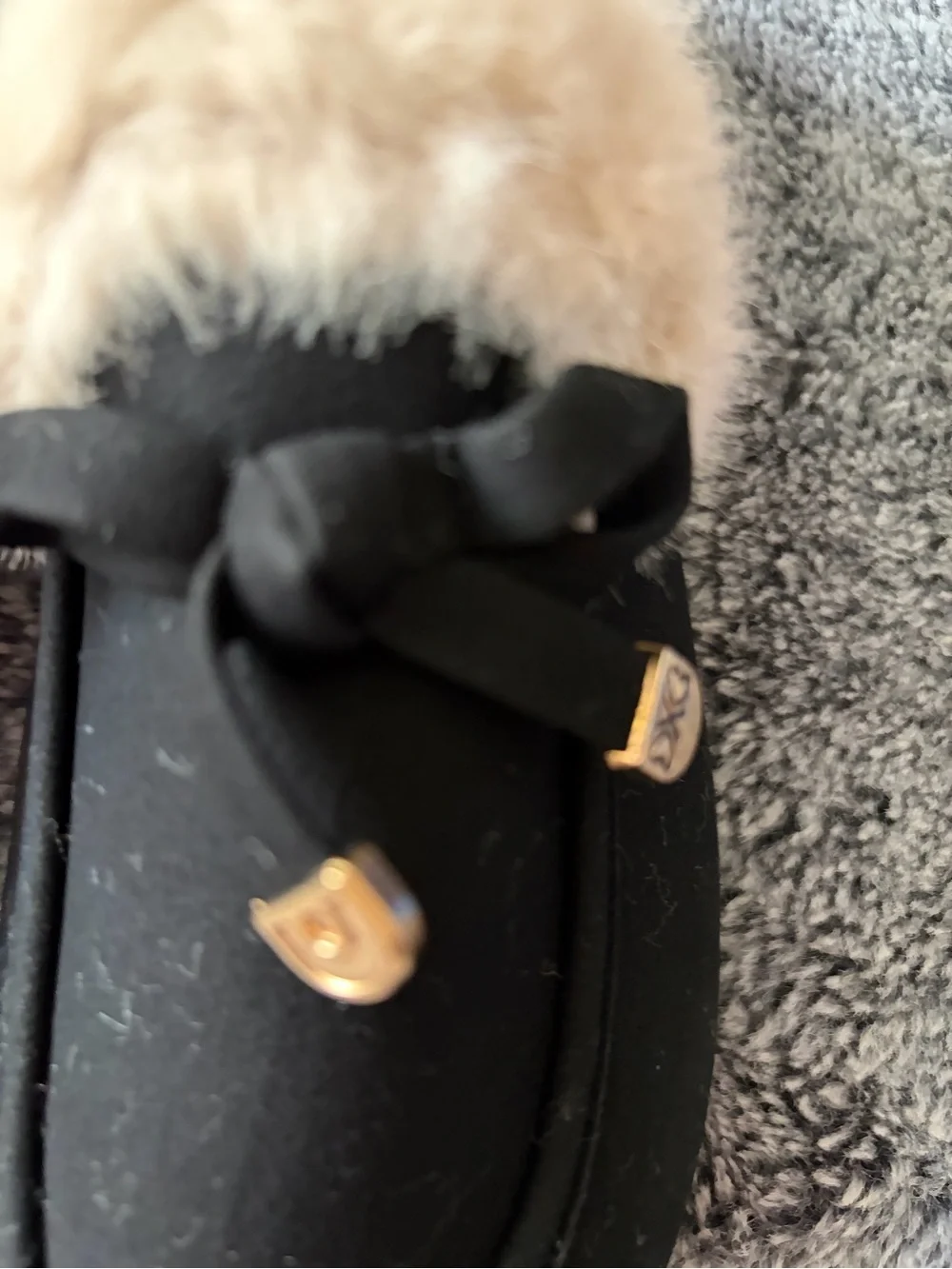 Black Faux-Fur Lined Women's Slip-On Moccasin